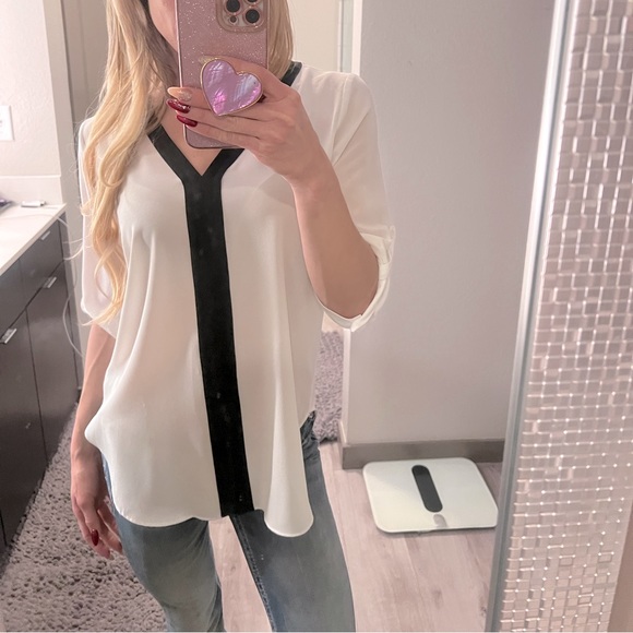 NWT BCX Medium White Sheer Blouse Business Casual - Picture 6 of 7